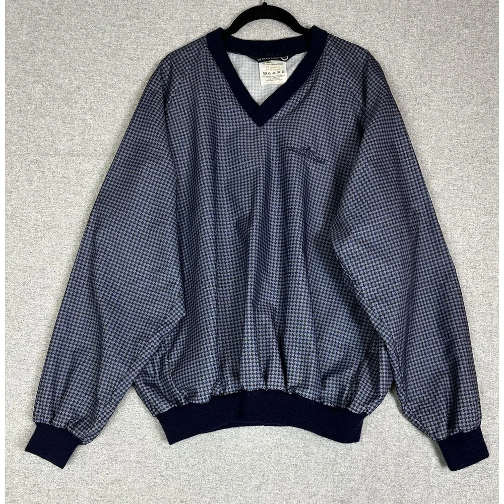 Sunderland of Scotland Pullover Mens Large Houndstooth V Neck Golf Windshirt